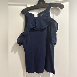 Maeve halter style top with ruffles.